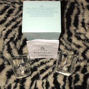 PartyLite herbal spring etched votive holder pair