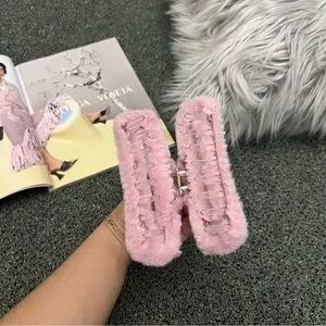 Pastel Baby Pink Fuzzy Claw Clip Cute Hair Accessory Ponytail Headband ONE SIZE