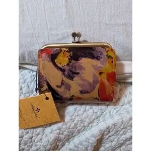 Patricia Nash Casella Leather Wallet Floral Print Coin Kiss Lock Bifold