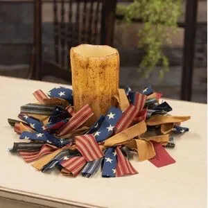 Patriotic Fabric Wreath - Red Blue Gold