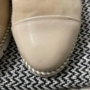 Paul Green Daniella Beige Suede/Patent Leather Cap Toe Slip On Shoes Sz-7(9-9.5)