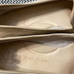 Paul Green Daniella Beige Suede/Patent Leather Cap Toe Slip On Shoes Sz-7(9-9.5)