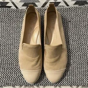 Paul Green Daniella Beige Suede/Patent Leather Cap Toe Slip On Shoes Sz-7(9-9.5)