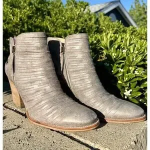 Paul Green Malibu Sliced Zip Bootie Brushed Smoke Silver Size 6