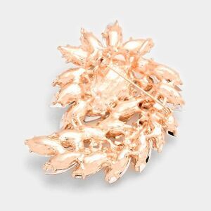 Peach Glass Crystal Marquise Cluster Rose Gold Brooch
