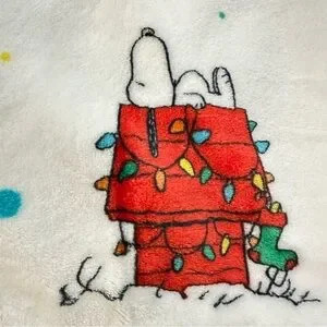 PEANUTS Snoopy Woodstock Christmas Lights Soft Throw Blanket 50"x70
