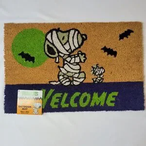 Peanuts Snoopy Woodstock Halloween Welcome Coir Door Mat 18”x28” Doormat Mummy