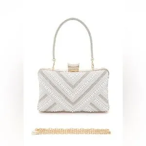 Pearl Rhinestone Evening Clutch