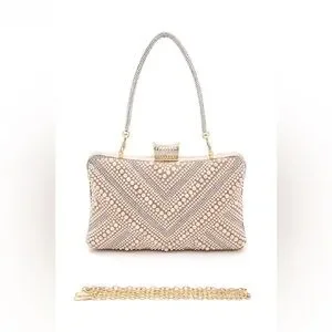 Pearl Rhinestone Evening Clutch