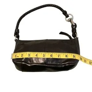 Peck & Peck Black Leather Shoulder Bag Braided Strap