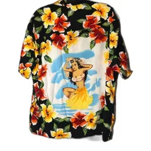Pennington Ltd Vintage Hawaiian Button Front Shirt Hula Girl On Back Size Xl