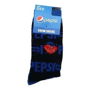 Pepsi Soda Pop Novelty 2 Pair Adult Men Crew Size 6-12 NWT