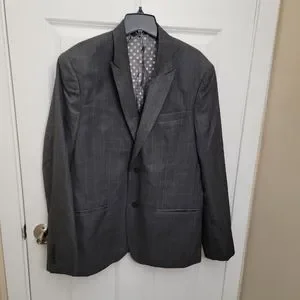 PERRY ELLIS Slim Fit Plaid Blazer In CHARCOAL Gray