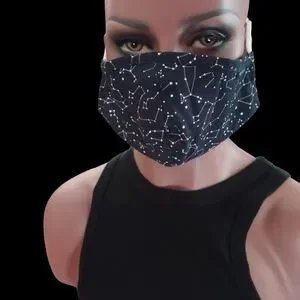 Perry Ellis Unisex Star Print Black Face Mask