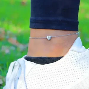 PERSONALIZED❤️HEART CHARM - A To Z DAINTY SILVER INITIAL ANKLET GIRL ELDM22302