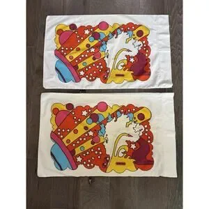 Peter Max pop art VTG 1970s PILLOW CASES Star Dreamer set of 2 graphic print