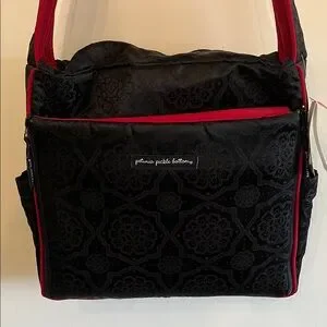Petunia Pickle Bottom Black and Red Floral Baby Bag