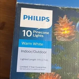 Philips 10 Pinecone LED Lights Warm White Indoor Outdoor Energy Saving 9 Ft