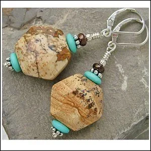 Picture Jasper Earrings Sterling Silver Artisan