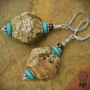Picture Jasper Earrings Sterling Silver Artisan