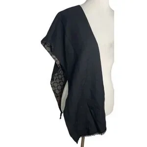 Pierre Balmain Shawl Scarf Black Paisley Floral Print Fringed Elegant