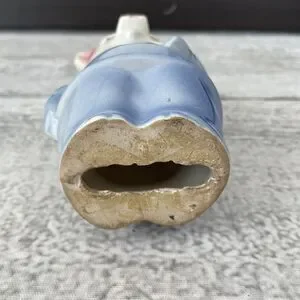 Piggy Bank RARE Vintage BREAK TO OPEN Pig 1940 Blue Overalls MCM