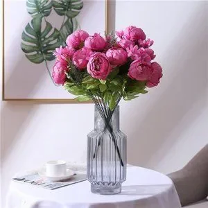 Pink Flowers Artificial Silk Peony Bouquets Wedding Home Decoration Floral Decor