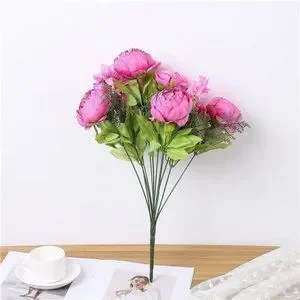 Pink Flowers Artificial Silk Peony Bouquets Wedding Home Decoration Floral Decor