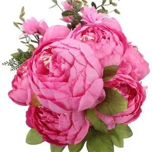 Pink Flowers Artificial Silk Peony Bouquets Wedding Home Decoration Floral Decor