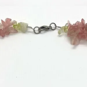 Pink/Green Chunky Long Beaded Necklace Vintage Boho Coastal Classic Preppy