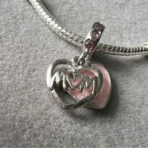 Pink Mom Heart Charm Fits PANDORA‎