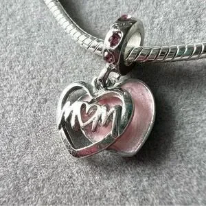 Pink Mom Heart Charm fits PANDORA‎