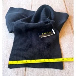 Piombo Men's Black Knit Scarf One Size 72" NWT Italian Winter Streetwear Classic