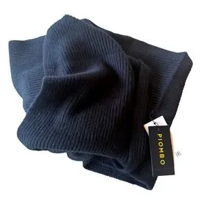Piombo Men's Black Knit Scarf One Size 72" NWT Italian Winter Streetwear Classic