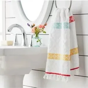 Pioneer Woman Sculpted Stripe Hand Towel Only - Set Of 2 Pcs