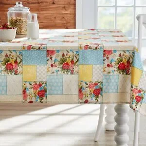 Pioneer Woman Sweet Rose Patchwork Tablecloth Country Floral 60" X 102" Gift NEW
