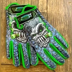PiranaZ Psycho Speed Skull Racing Gloves Green Unisex