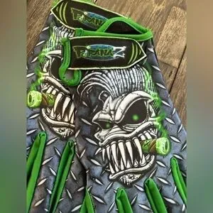 PiranaZ Psycho Speed Skull Racing Gloves Green Unisex