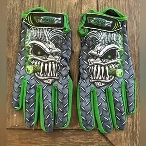 PiranaZ Psycho Speed Skull Racing Gloves Green Unisex
