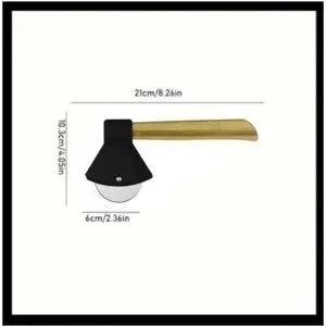 Pizza Cutter Axe Shaped New Black W/Wood Handle Perfect Man Cave Gift 