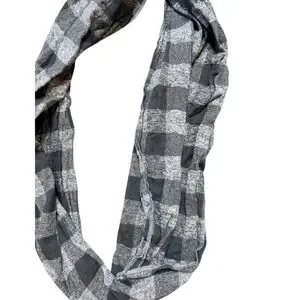 Plaid Black And Grey Pattern Infinity Circle Checkered Soft Thick Scarf Flannel