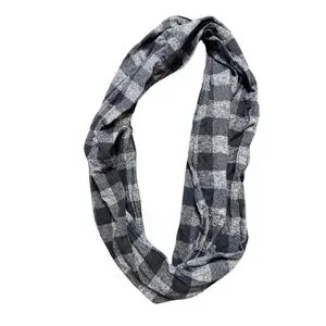 Plaid Black and Grey Pattern Infinity Circle Checkered Soft Thick Scarf Flannel