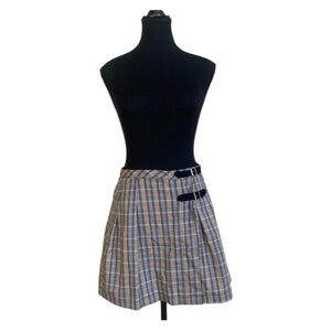 Plaid Skirt with Buckle Details