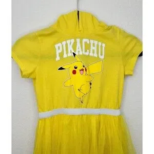 Pokemon PIKACHU Costume Dress Hoodie Tutu Outfit Cosplay Girls M 7-8 HALLOWEEN