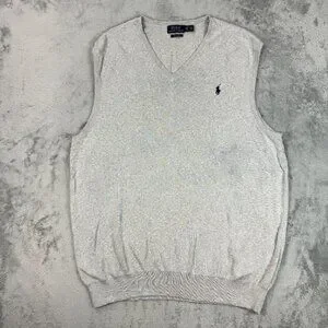 Polo Ralph Lauren Bundle Mens Pima Cotton V-Neck Sweater Vest Blue & Grey XLT