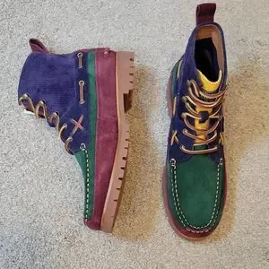 POLO Ralph Lauren Country Ranger MID Color Block Suede Corduroy Boots Men's 10.5