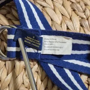 Polo Ralph Lauren Youth 12 Blue White Stripes Ribbon Style Belt D Ring Preppy