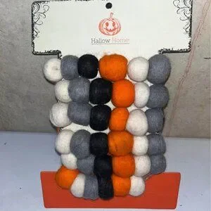 Pom Pom garland Halloween wool 12 feet foot