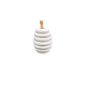 Porcelain Honey Pot Jar with Beech Wood Drizzler