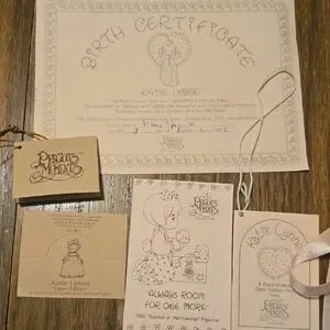 Porcelin Precious Moments Birth Certificate Set